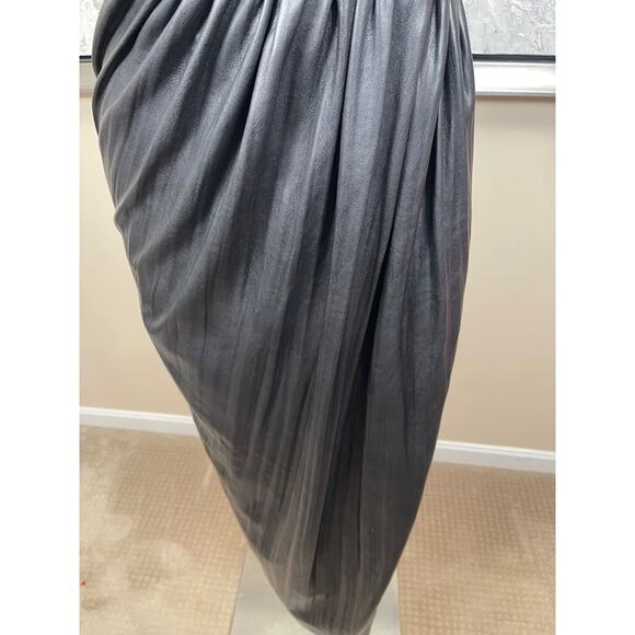 Maria Lucia Hohan Abigail Faux Leather Strapless Ruched Draped Midi Dress Sz 4 - Picture 5 of 12